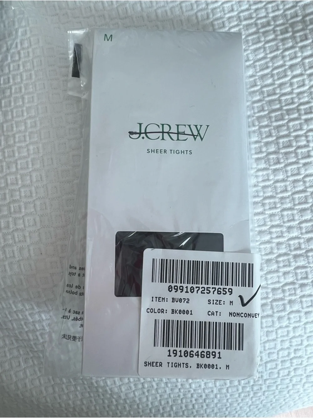 J.Crew Black Sheer Tights Size M